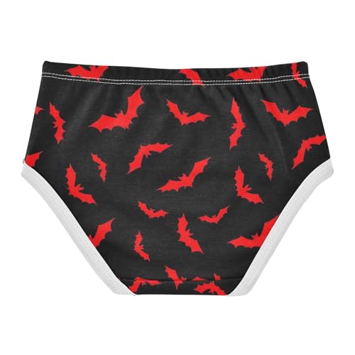 Red Bats Black Halloween Panties Little Girl Toddler Underwear Floral Cotton Fun Print Kids Briefs Undies 2t2