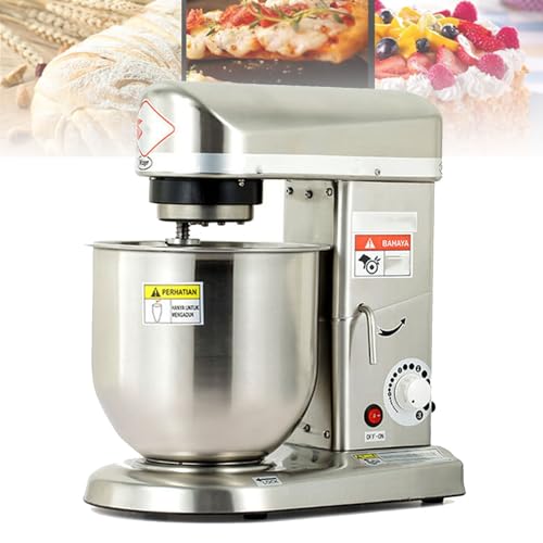 Commercial Food Mixer, Heavy Duty Electric Stand Mixer with Stainless Steel Bowl, 3 Adjustable Speeds, Ideal for Bakery and Pizzeria, 5L Capacity