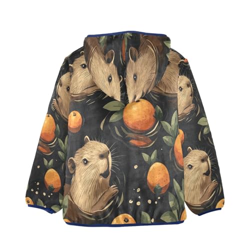 Animals Swimming with Oranges Toddler Fleece Jacket Girl Boys Hooded Fleece Jacket Coat Warm Outwear Zip-up 3-10T2