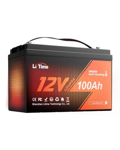LiTime 12V 100Ah Self-Heating LiFePO4 Lithium Battery with 100A BMS Low Temperature Protection, 1280W Load Power with 4000+ cycles and 10-Year Lifetime Perfect for RV Solar System Home Energy Storage