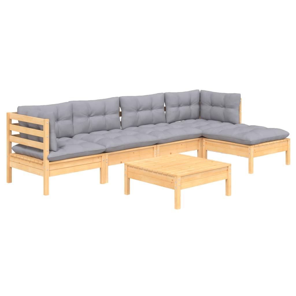 Salon de jardin 6 pcs en bois de pin pour vos soirées terrasse