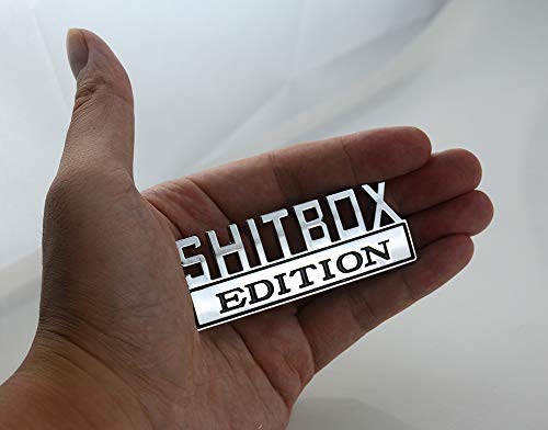 Image of 1x SHITBOX EDITION emblem 3D Fender Badge Decal Car Truck Replacement for Chevy Silverado 1500 2500 Chevrolet C10 C15 (Chrome Black)