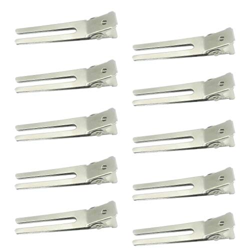 100 Pieces 1.8 Inch Hairdressing Double Prong Curl Clips, Curl Setting Section Hair Clips, Metal Alligator Clips for Hair Salon, Barber, Stylist