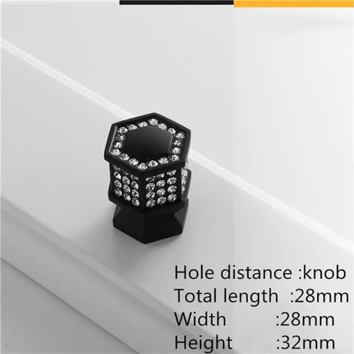 Boutons en cristal noir 6752 pour tiroir de commode chic