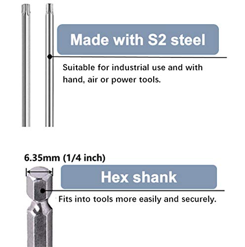 Aiyun 11-Piece Torx Security Bit Set, S2 Steel Magnetic Security Screwdriver Set 3 Inch Star Screwdriver Bits T6-T40 (75Mm Length) #TOP4