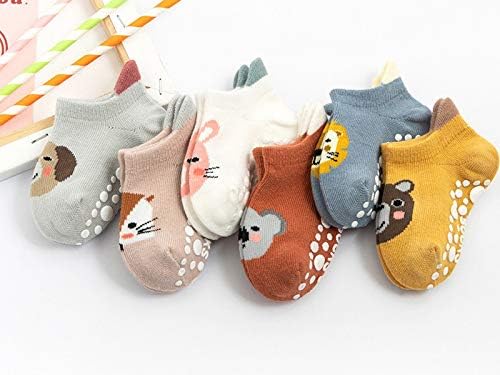 Kisgyst 6 Pairs Baby Non Slip Grip Cotton Animal Ankle Socks with Non Skid Soles for Newborn Toddler Boy Girl - Image 3