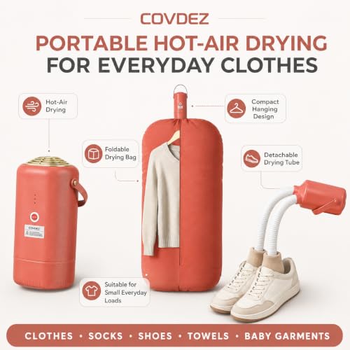 Image of Portable Clothes Dryer 400W UV Sterilization Quick Drying Machine Foldable Compact Electric Garment Hot Air Laundry Bag Detachable Tube Timer Home Hostel Travel Monsoon Shoes Socks Baby Towels