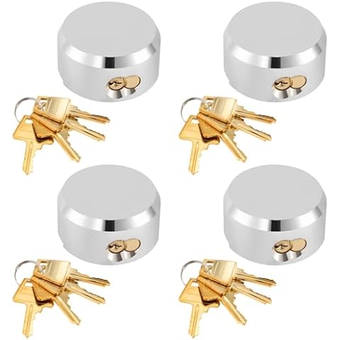 IRONWALLS Keyed Alike Puck Lock 4 Packs, 2-7/8”/73mm Steel Heavy Duty Hidden Shackle Padlocks with 16pcs Keys, Silver Round Puck Locks for Trailers, Warehouses, Shipping Containers (Without Hasp) Cover