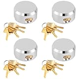 IRONWALLS Keyed Alike Puck Lock 4 Packs, 2-7/8”Steel Heavy Duty Hidden Shackle Padlocks with 16pcs Keys, Silver Round Puck Locks with 1.7' (L) x 0.59' (H) x 1.2”(D) Shackle Opening, Without Hasp