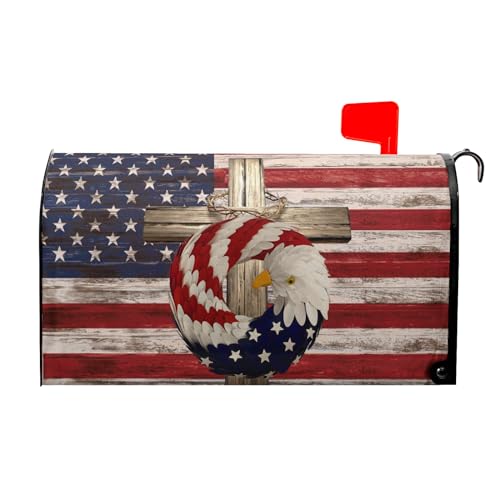 Image of USA American Flag Patriotic Mailbox Covers Magnetic Independence Day Mailbox Wrap Standard Size 18 X 21 4th of July Memorial Day Decorative for Home Outdoor Garden