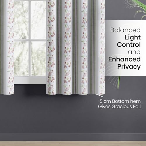Image of haus & kinder Digital Printed Cotton Window Curtain 5 Feet Long Pack of 2 Window Curtains, 5 Feet Curtain for Window (Maison Fleuree, Multi 130x152 CM)