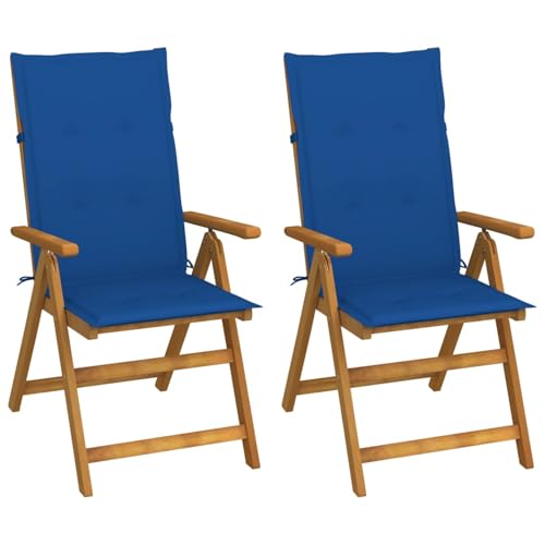 Homgoday Garten-Liegestühle 2 STK. mit Kissen Akazie Massivholz...
