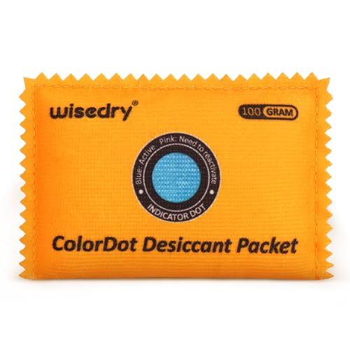 wisedry Confezione essiccante ricaricabile da 100 g, con indicazione del colore, per conservazione, in gel di silice, riutilizzabili, per assorbire l'umidità, per contenitori di stoccaggio,