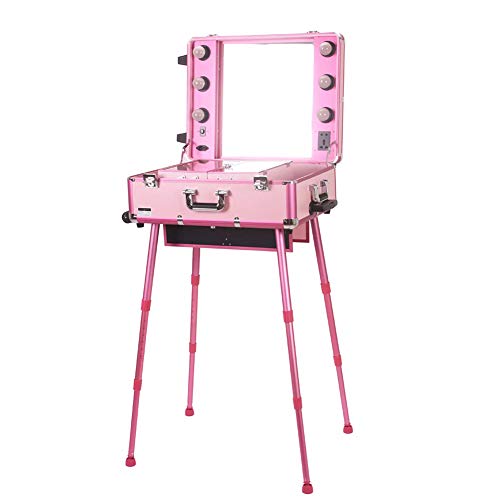 Preisvergleich Produktbild HHJY Professionell Schminkkoffer Kosmetikkoffer Trolley Mit 4 Abnehmbaren Universalrollen, Oben Mit 3 Etagen Friseurkoffer