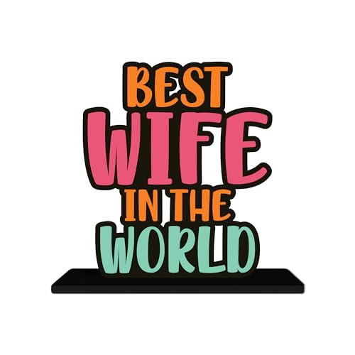 Image of Artvibes Best Wife in the World Quotes Table Decor for Office Desk | Home Decoration Items | Living Room | Modern Art Wooden Showpiece Decorative Gift Item (SP 1178)