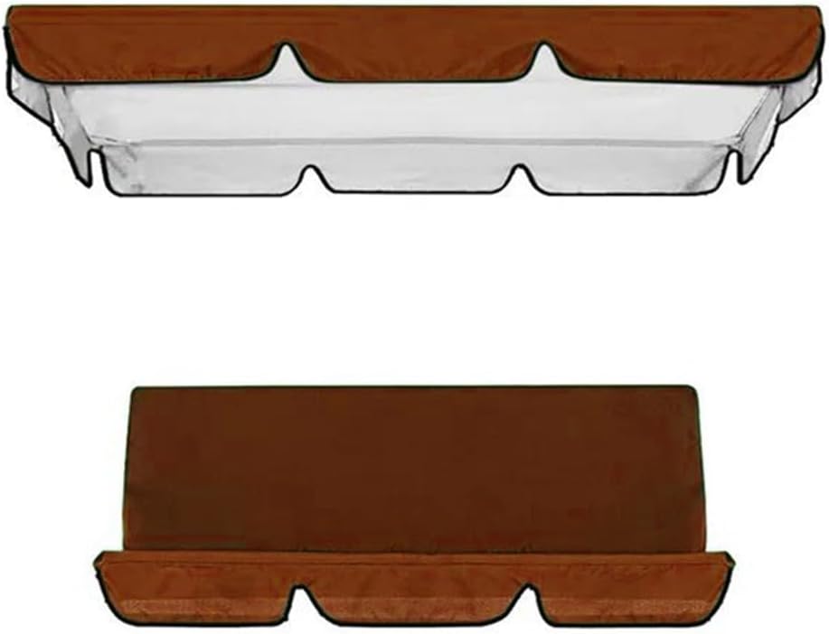 Outdoor Patio Swing Chair Canopy Replacement, Porch Swing Seat Canopy Cover, Waterproof Windproof Heavy Duty Rip Proof Garden Top Cover, Garden Furniture Covers(Brown 195x125x15cm)