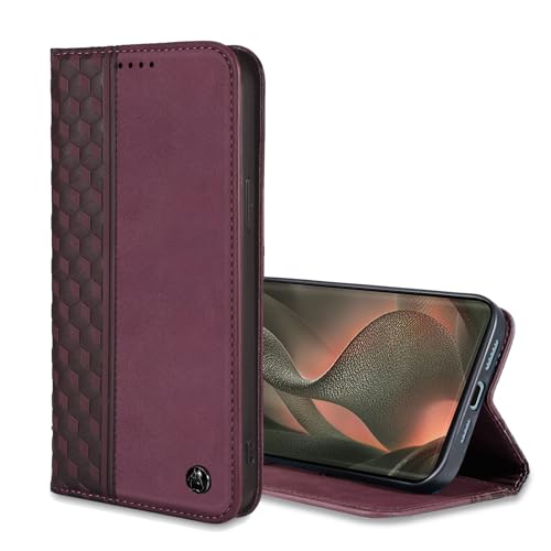 Image of Wallet Case for Motorola Edge 2025 6.7 inch - Moto Edge 2025 Flip Case [Strong Magnetic] PU Leather Folio Case with Card Holder Kickstand Protective Phone Cover - Wine red