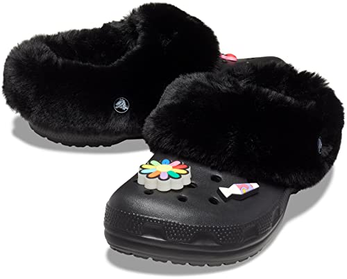 Crocs Unisex Men's And Women's Classic Mammoth Charm Clog | Fuzzy Slippers, Black, 10 Us #TOP5