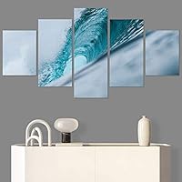SIGNWIN 5 Panel Canvas Wall Art Aerial Beach Beach Coastal Cool Minimalism Multicolor Photography Relax/Calm for Home Decorations Ready to Hang - 60