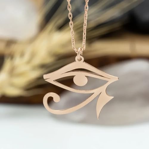 925 Sterling Silver Amulet Reiki Eye Of Horus Necklace For Men Women, 14K Yellow Gold Minimalist All Seeing Eye Necklace - Vinttage Eye Of Ra Necklace, Eye Of Horus Pendant Illuminati Necklace For Halloween Christmas Gifts2