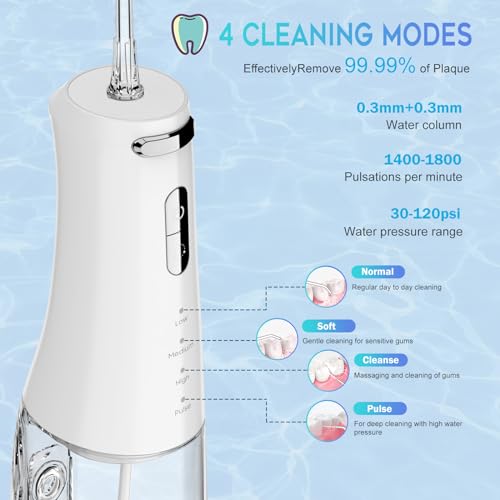 Water-Flosser-for-Teeth-Cordless-4-Modes-Oral-Irrigator-300ML-Braces-Flossers-CleanerRechargeable-Portable-IPX7-Waterproof-Oral-Irrigator-Professional-Flossing-Cleaning-Picks-for-Home-Travel