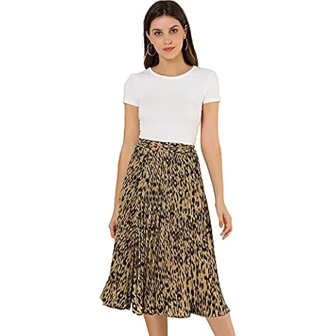 Allegra K Falda Midi Estampado Leopardo Marrón Claro XS Cover
