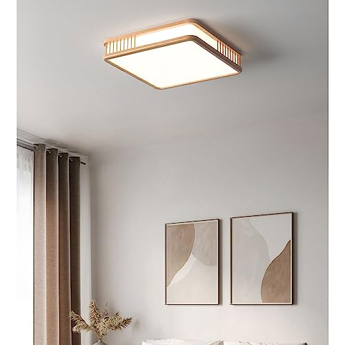 Luminaire en bois rectangulaire 50cm plafonnier salon chic LED - 4