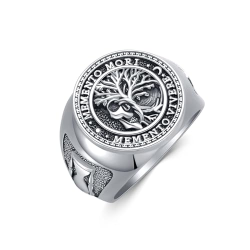 HARMONY BOLA Memento Mori Bague pour homme en argent sterling