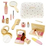 Juego de Maquillaje de Madera para Niñas - Juguete Educativo y de Imitación con Maletín de Almacenamiento, Estimula...