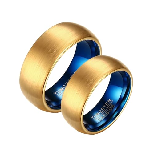 Ensemble de bague couple en tungstène doré pour célébrer votre promesse éternelle