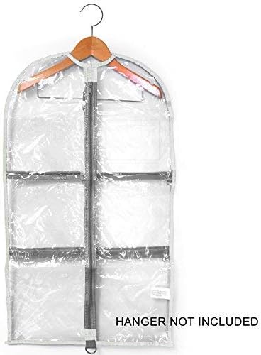 LONG Garment Bag 18" x 37" - White Trim/Clear by Closet Trolley