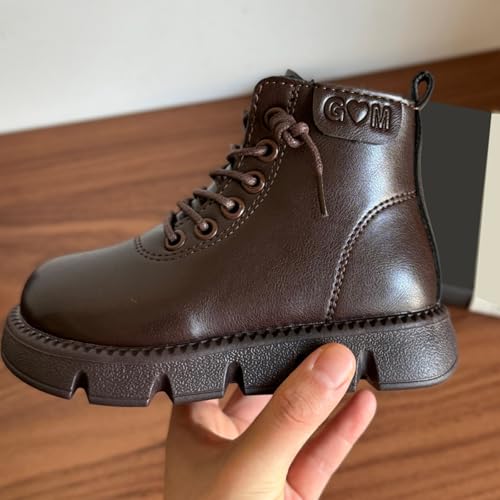 IWIHMIV Girls Boys Ankle Boots with Side Zipper Riding Short Boots Flat Bottom Non Slip High Top Lace Up Shoes3