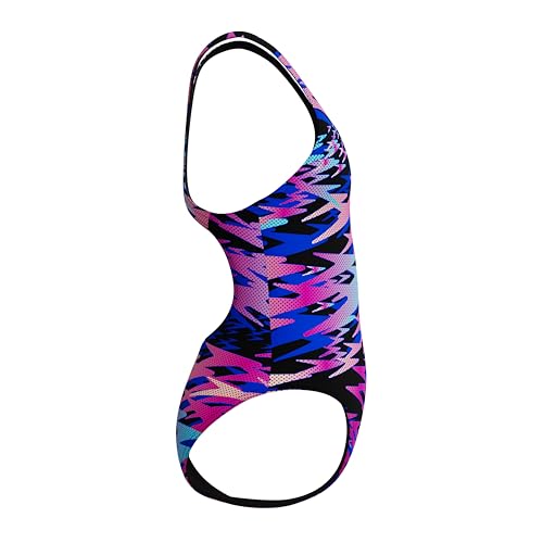 Speedo Hyperboom Print Medalist One Piece Schwimmanzug für Mädchen, Blau, 16