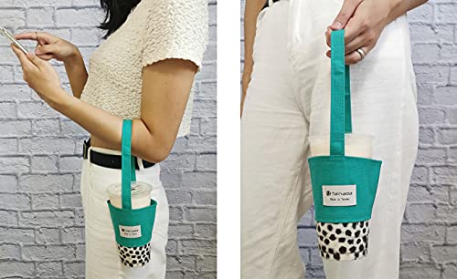 Image of Hands-Free Coffee & Boba Cup Carrier Strap & Straw Loop (2 Pcs Set) (Teal)