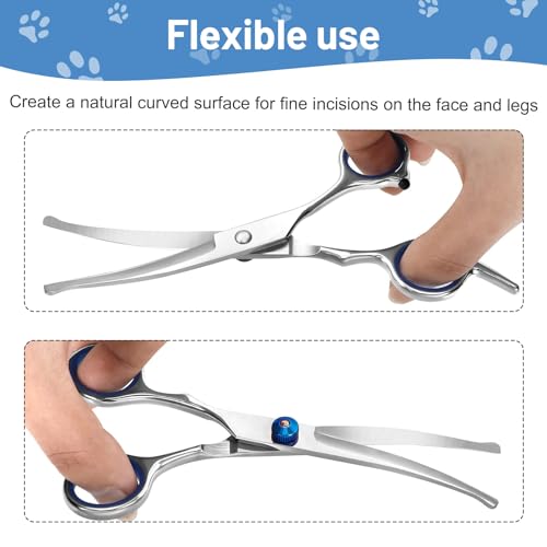 Hunde Scheren, Gebogene Schere Fellschere Für Hund und Katze Sicherheit Runde Spitze Grooming Schere, Edelstahl-Fellschere für Hunde und Katzen