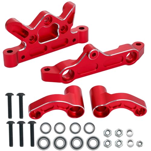 Steering Assembly Aluminum Alloy Steering Top Plate&Steering Bellcrank for Arrma 1/5 Kraton 8S Outcast 8S EXB，Replace ARA320474 ARA340153 (Red&Silver)