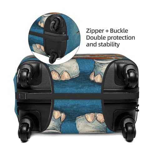 Cute Cartoon Elephant American Football Elastic Travel Luggage Covers Dustproof Scratch-Resistant Suitcase Protector Fit 22-24 Inch2