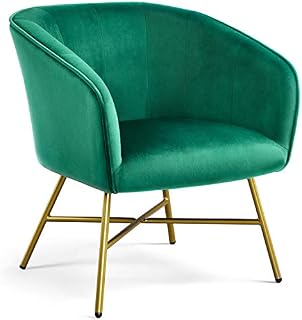 Yaheetech Soft Living Room Arm Chair Velvet Tub Chair Side Occasional Accent Chair Comfy Bucket Chair with Upholstered Back and Thick Padded Seat for Dining Room Home Green