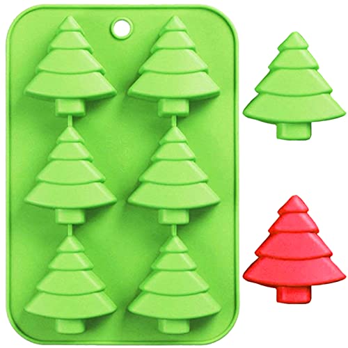 Anydesign Christmas Silicone Molds Red Green Xmas Tree Candy Chocolate Mould Christmas Non-Stick Fondant Baking Mold For Handmade Soap Pudding Jelly Ice Cube Tray Cake Cupcake Topper Decor, 2Pcs #TOP3