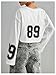 GORGLITTER Women's Number Graphic Jersey Crop Top Shirts Y2K 90s Bell Long Sleeve V Neck Graphic Tee White Large