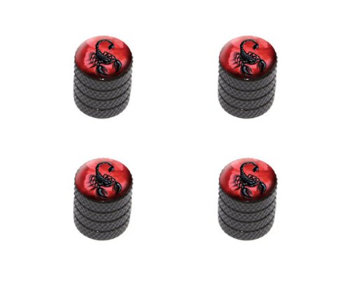 GRAPHICS & MORE Scorpion on Red - Bug Insect Venom Poisonous Tire Rim Wheel Aluminum Valve Stem Caps - Black Color