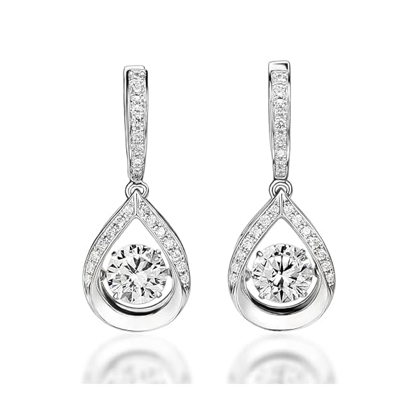 ARINZA Dangle Moissanite Earrings for Women, Sterling Silver Drop Hoop Dancing Diamond Earrings with 2 Carat (1ct Each), Jewelry Gift for Her, Wife, Girlfriend, Mom, Anniversary, Birthday, Christmas