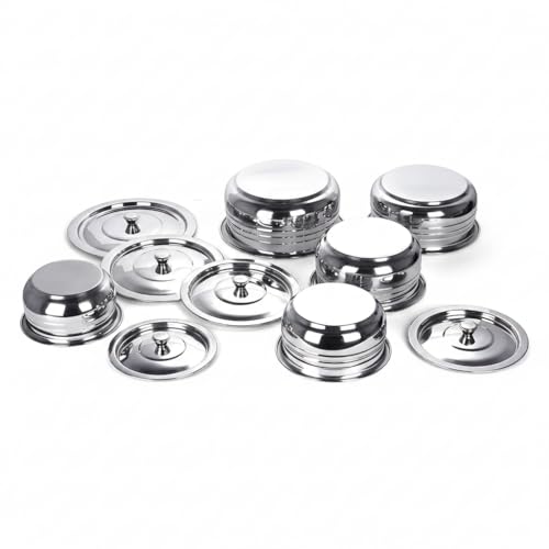 Image of KC Stainless Steel Cook and Serve Handi Set with Lids | Casserole Set| 5 Piece with Cover