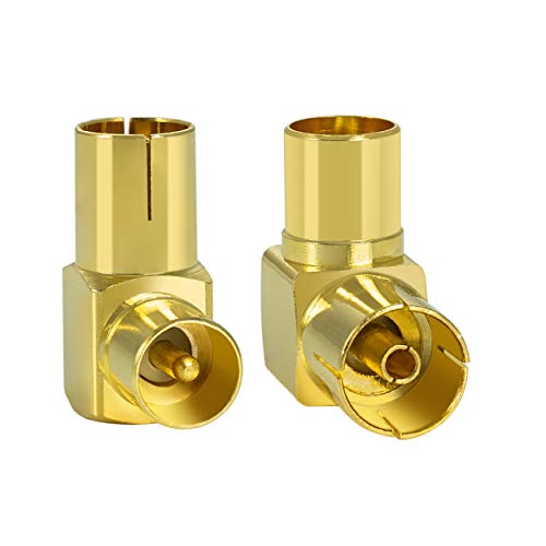 POPPSTAR 2x Antenna Angle Adapter (90 Degrees Angled) (IEC Antenna Plug to Socket) Angle Plug for Antenna Connections Radio - Image 2