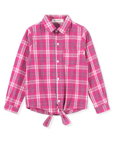 Noomelfish Girls Long Sleeve Button Down Shirt Tie Front Blouse Tops (5-12 Years)