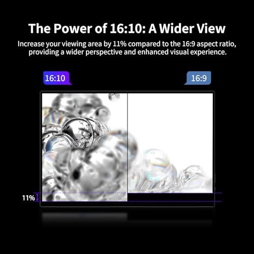 Portable gaming monitor packed in a protective sleeve for travel.