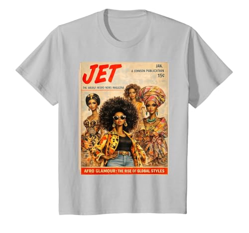Afro Glamour – Vintage Black Women Cover Art T-Shirt, Youth, Silver Grey, 4T