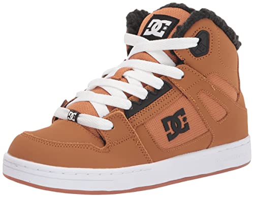 DC Boy's Pure HIGH-TOP WNT Youth Skate Shoe, Brown/Wheat, 13 Big Kid