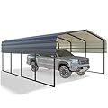 DNYKER 12'x20' Heavy Duty Carport, Multi-Purpose Car Shade Shelter with Galvanized Steel Roof, Upgraded Extra Large Metal Garage for Car, Boats and Tractors…