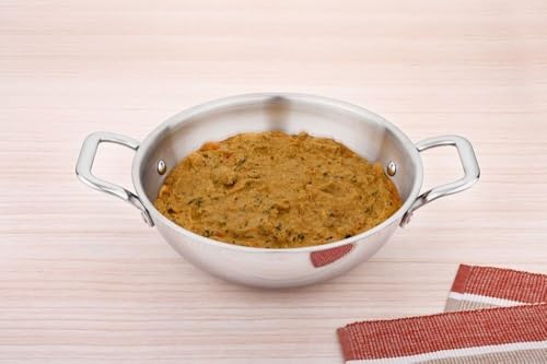 Image of Bhalaria Triply Stainless Steel Kadhai 24cm 3 Litre | Induction Base Heavy Gauge 3 Layer Body | Deep Fry Pan Wok for Sabzi, Frying & Curry | Gas Compatible | Dishwasher Safe